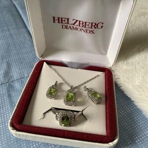 Helzberg Diamonds Peridot & Sapphire Sterling Silver Jewelry Set